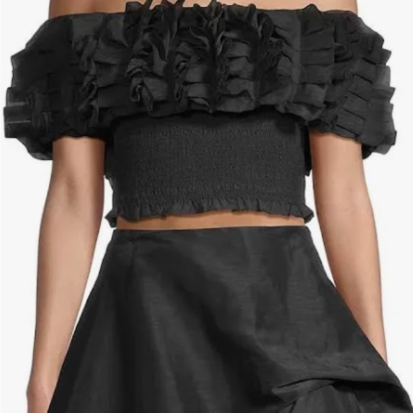 Hope for Flowers by Stacy Reese Frilled Off-The-Shoulder Top Black - Picture 1 of 3